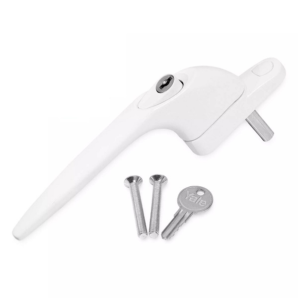 WHITE UPVC Universal Espag Window Handle Key Locking For Double Glazing